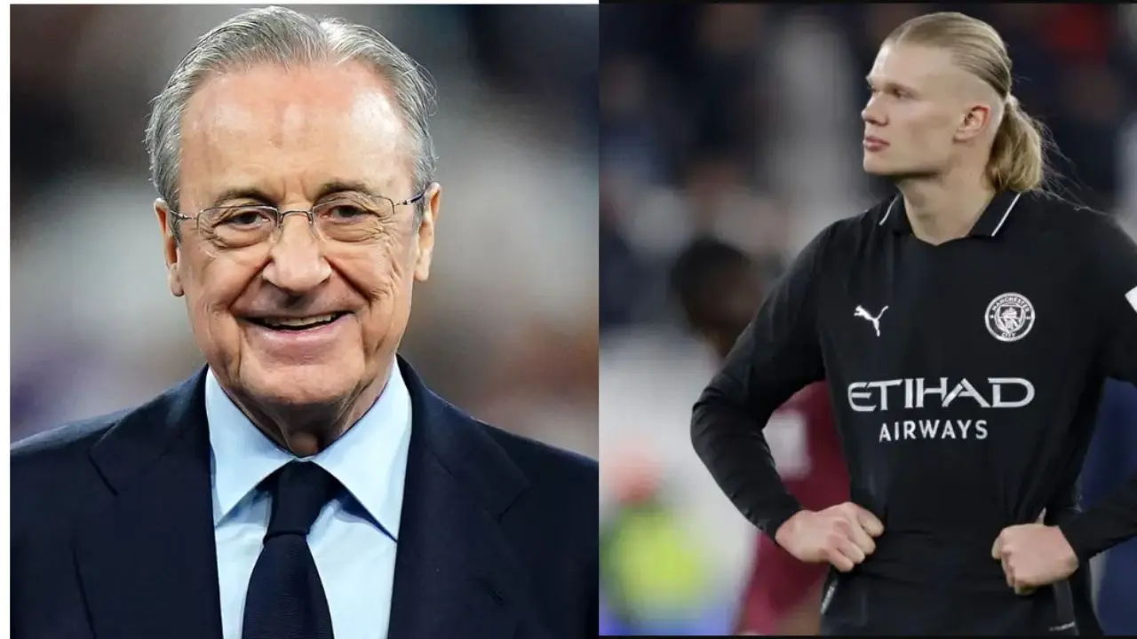Florentino Perez and Erling Haaland (Pics: X)